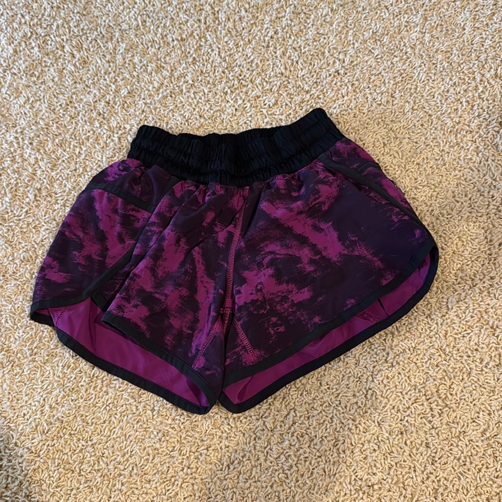 Lululemon athletic shorts. Size 4. Black and pink pattern. Very cute.